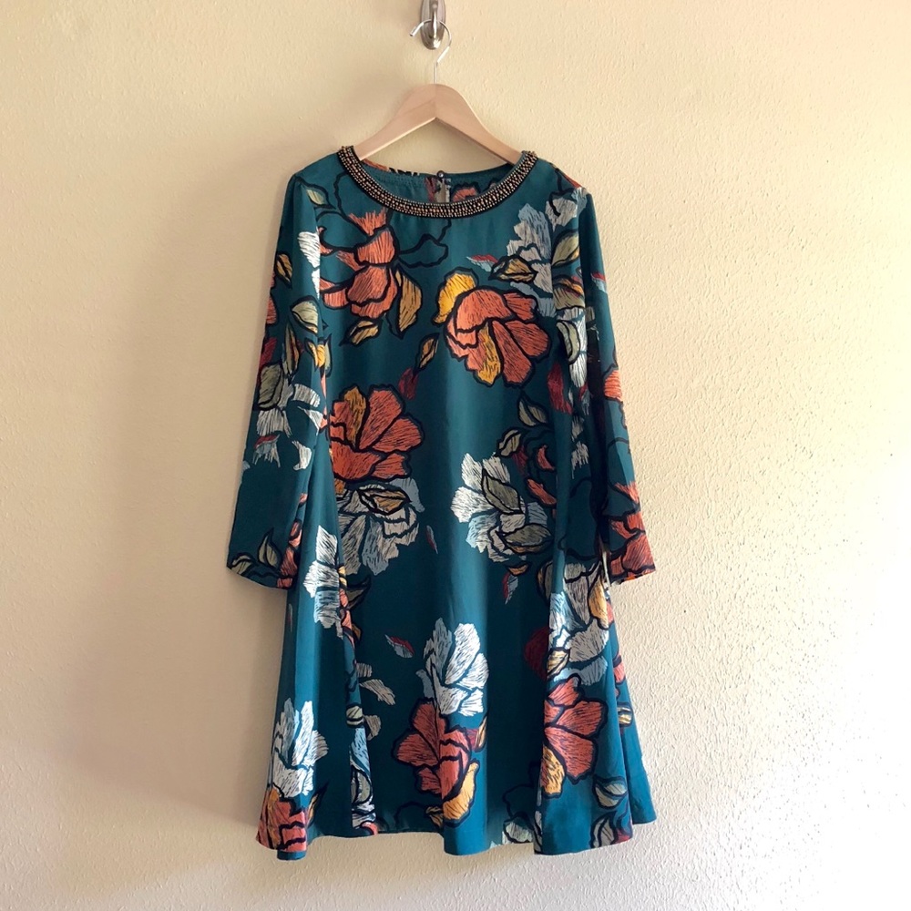 Anthropologie Maeve Dark Turquoise sheath dress